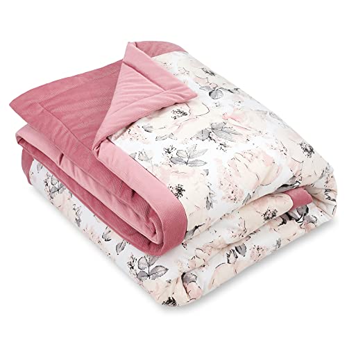 Tagesdecke Kinder Mädchen Handmade Bettüberwurf Velvet 140x220 cm - Kuscheldecke Baumwolle Kinderdecke für Einzelbett Kinderbett Tagesdecken Rosa