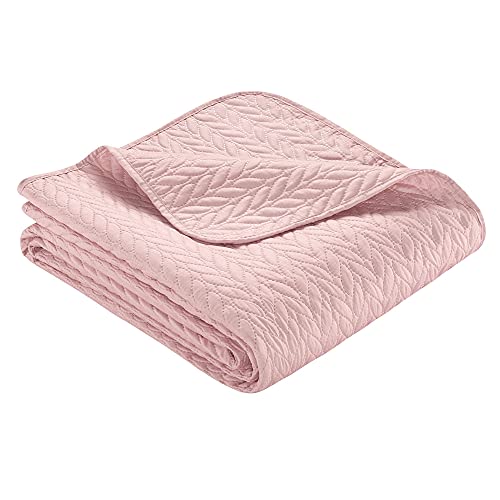 Ibena Nancy Tagesdecke 140x210 cm - Bettüberwurf rosa, leichte Decke mit Zopfmuster