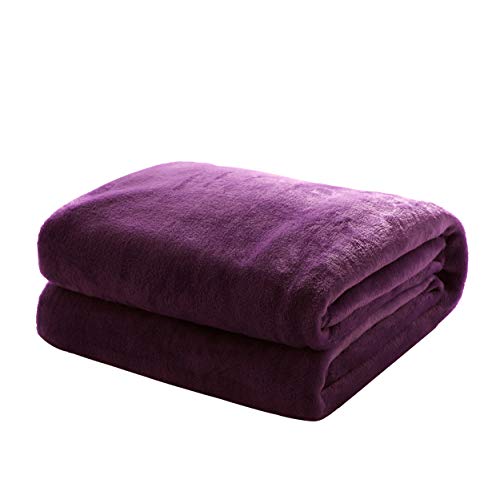 Mixibaby Kuscheldecke Flauschige extra weich & warm Wohndecke Flanell Fleecedecke, Falten beständig/Anti-verfärben als Sofadecke oder Bettüberwurf, Größe:150 cm x 200 cm, Farbe:Violett
