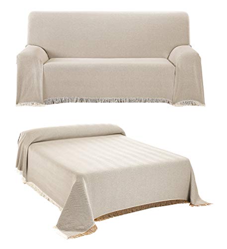 BEAUTEX Tagesdecke - Wohnzimmer Decke aus Baumwolle, Praktischer Überwurf als Sofadecke oder Couchdecke - Bed Throw Blanket - Hochwertiger Bettüberwurf in Beige, 180 x 260 cm