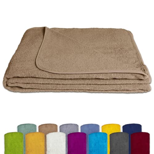 KiGATEX Frottee-Decke aus 100% Baumwolle - Sommer-Decke, Tagesdecke, Bettdecke, Strandtuch - Waschbar - Öko-Tex Zertifiziert - 150x200 cm - Sahara