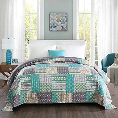 WOLTU BD11m02, Tagesdecke Bettüberwurf Steppdecke Patchwork Wendedesign Bettdecke Stepp Decke Doppelbett unterfüttert und gesteppt, 170x210 cm