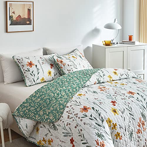 Luofanfei Tagesdecke 135x200 cm Baumwolle Blumen Bunt Gesteppt Bettüberwurf Steppdecke Quilt Bett überwurf Vintage Floral Muster Schlafzimmer Sofa überdecke Bett Tagesdecken für Einzelbetten